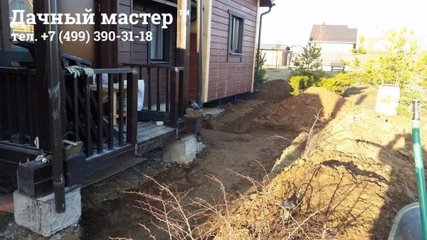 Разработка траншеи под дренажную систему