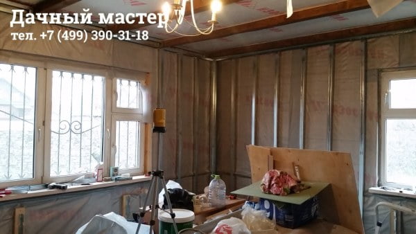 Зал дома. металлический каркас под гипсокартон.