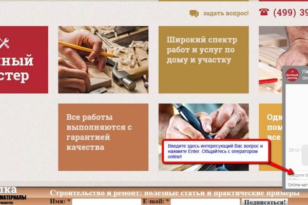 Окно онлайн чата компании "Дачный мастер"