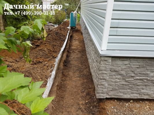 Разработка траншеи под отмостку
