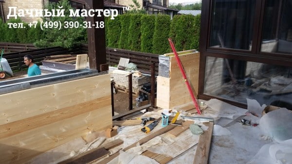 Обшивка ограждающей конструкции веранды