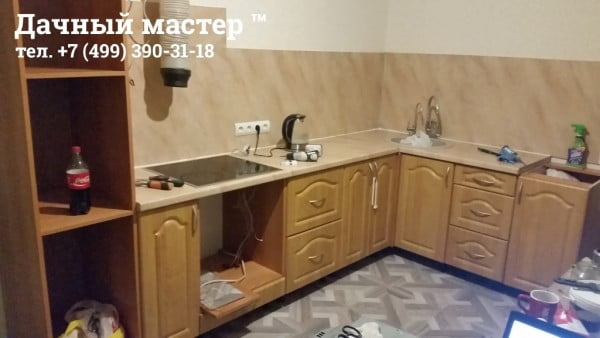 Монтаж кухонного гарнитура, после укладки ламината