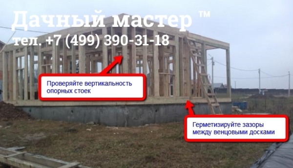 Строительство каркаса первого этажа деревянного дома