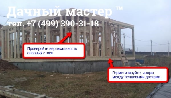 Строительство каркаса первого этажа деревянного дома