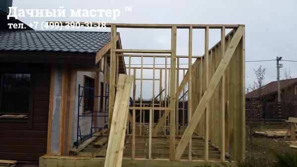 Строительство каркаса пристройки