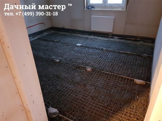 Укладка керамзита. Армирование стяжки.