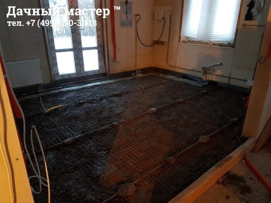 Укладка керамзита. Армирование стяжки.