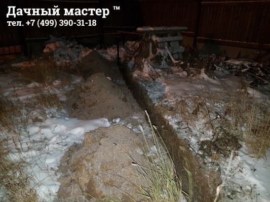 Разработка траншеи под силовой кабель генератора