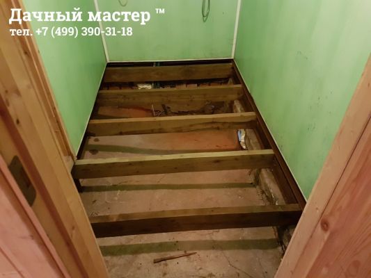 Монтаж лаг из лиственницы в бане