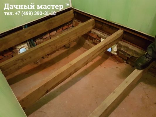 Швеллер и лаги из лиственницы в бане