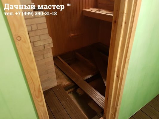 Монтаж чистового пола в бане
